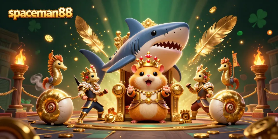 Engage with spaceman88's thrilling casino adventures featuring a golden hamster king on a megalodon throne.